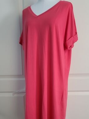NWOT E.C. Pink V Neck Tee Shirt Dress